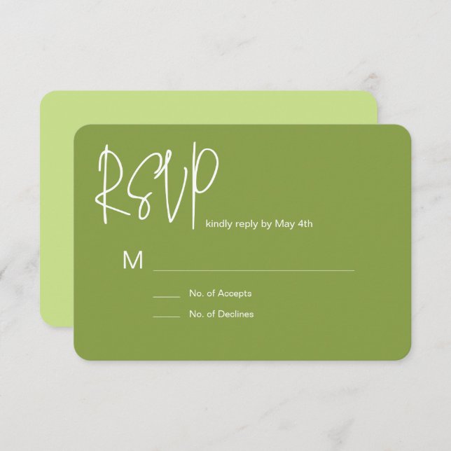 Carte RSVP verte (Devant / Derrière)