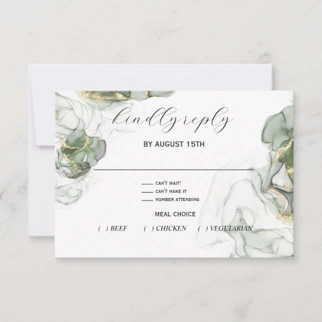 Carte RSVP verte et charbon de bois Dusty Pine (Devant)