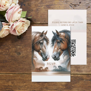 Carte RSVP verticale du Mariage de code QR