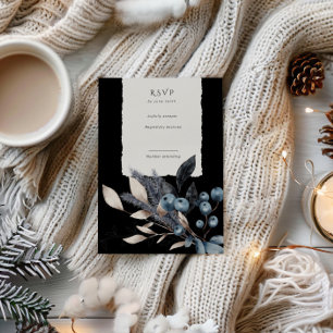 Carte RSVP verticale Florale hiver gelée
