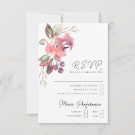 Carte RSVP Verticale Mauve Blush Romantique
