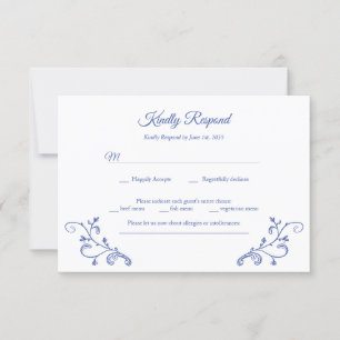 Carte RSVP Victorian Blue Wedding