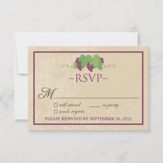 Carte RSVP Vineyard (Parchment Design) (Devant)