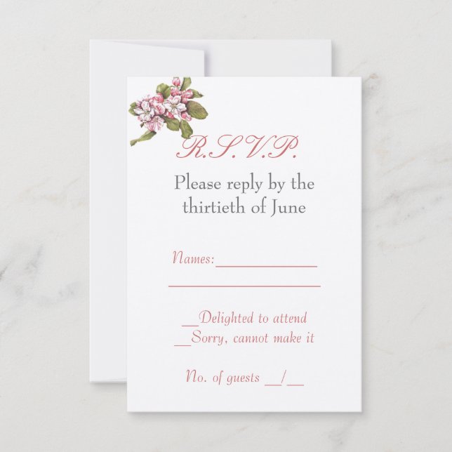 Carte RSVP vintage Apple Blossom (Devant)