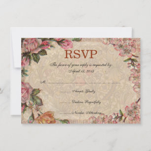 Carte RSVP Vintage Butterfly Flower Antique