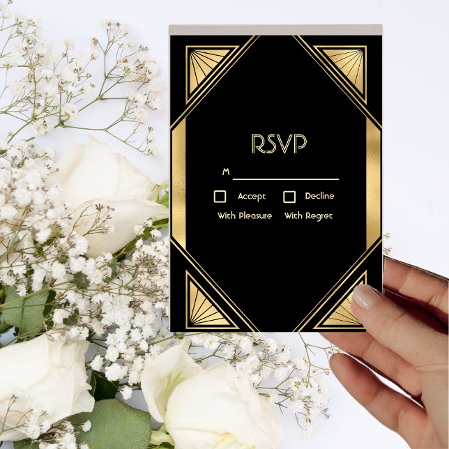 Carte RSVP Vintage Glam Art Déco (Créateur téléchargé)