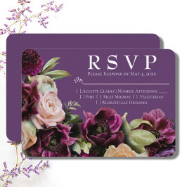 Carte RSVP Vintage mariage floral foncé Lavande