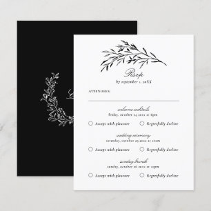 Carte RSVP Vintage multiévénement Folif noir feuil