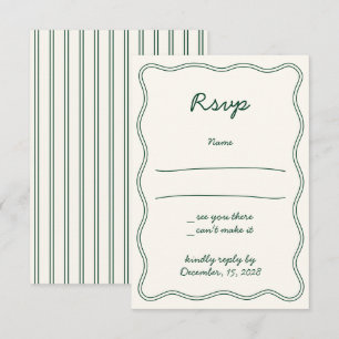 Carte RSVP Vintage pour écriture manuscrite verte