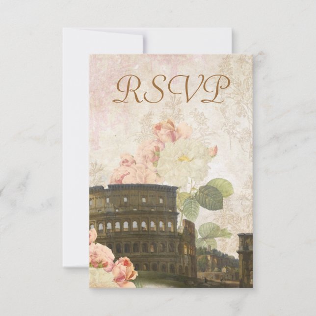 Carte RSVP Vintage Rome Rose antique (Devant)