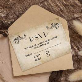 Carte RSVP vintage Rustique Flourissant Noir