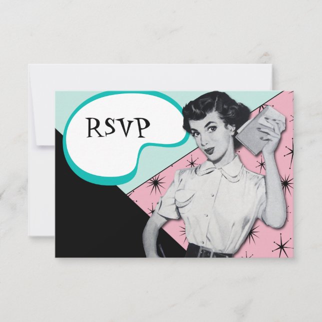 Carte RSVP vintage Sassy (Devant)