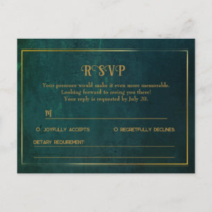 Carte RSVP vintage Vert foncé