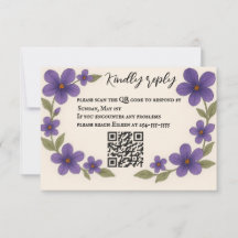 Carte RSVP Violet Voile QR Code