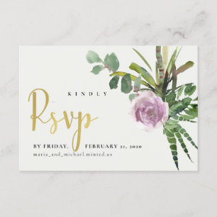 Carte RSVP violette lilas desert cactii