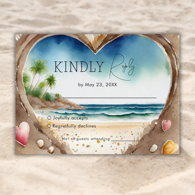 Carte RSVP Watercolor Beach Ocean Tropical Wedding (Créateur téléchargé)