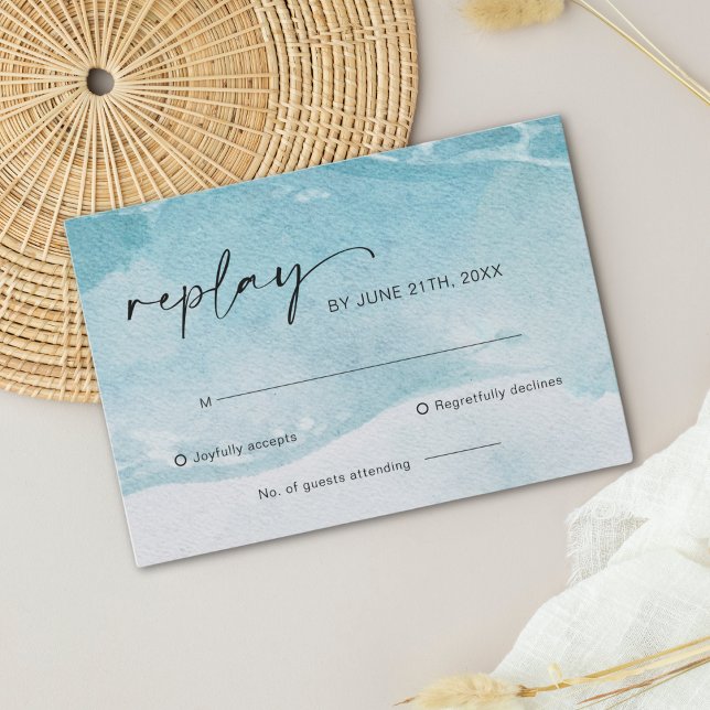 Carte RSVP Watercolor Beach Ocean Wedding (Créateur téléchargé)