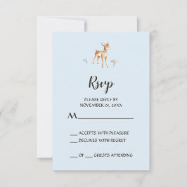 Carte RSVP Watercolor Bois Deer with Mushrooms