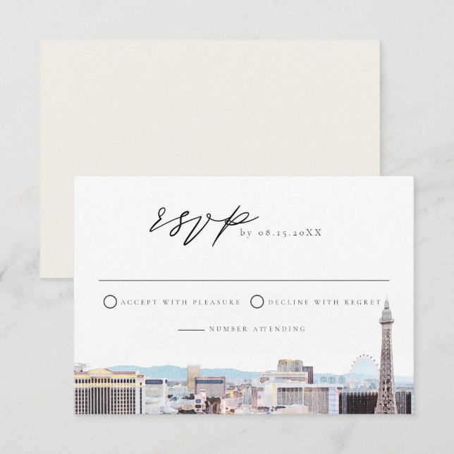 Carte RSVP Watercolor Las Vegas Strip (Devant / Derrière)