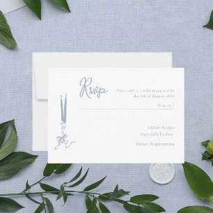 Carte RSVP Whimsical Dusty Blue Wedding