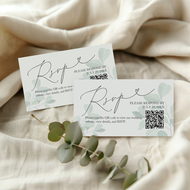 Carte RSVP Whimsical Eucalyptus Greenery Wedding (Créateur téléchargé)