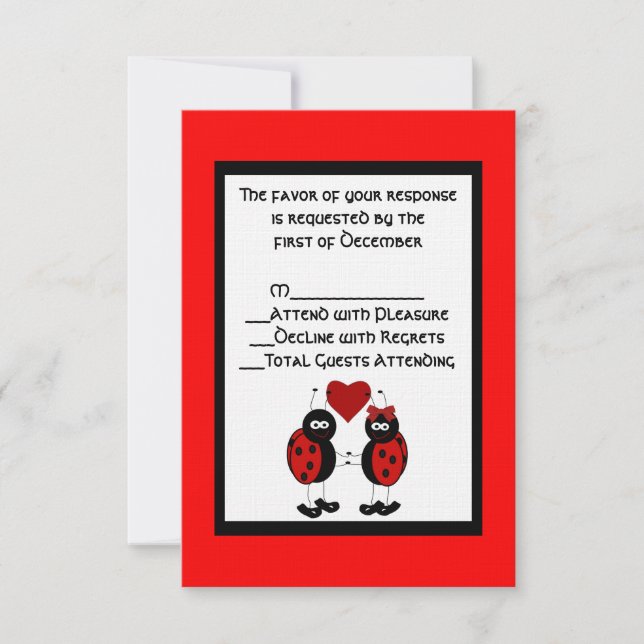 Carte RSVP Whimsical Ladybug Wedding Wedding (Devant)