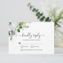 Carte RSVP White Floral & Eucalyptus Wedding