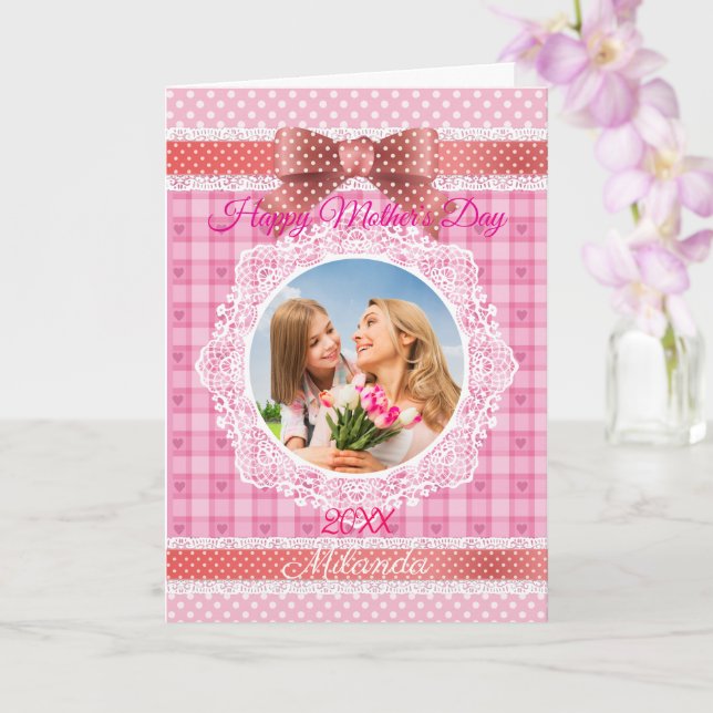 Carte Ruban de dentelle Joyeuse fête des Mères (Orchidée)