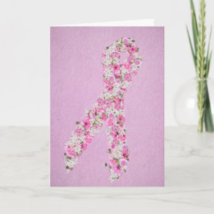 Carte Ruban de sensibilisation au cancer du sein rose fl