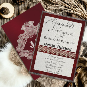 Carte Ruban & Dentelle Gettin 'Hitched - Bordeaux