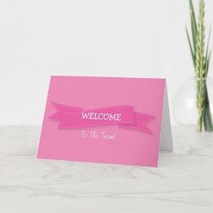 Carte Ruban rose avec bordure blanche Accueil