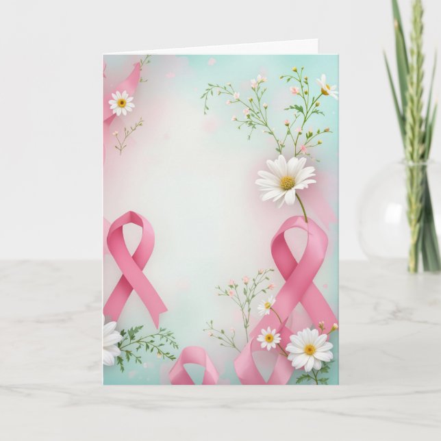Carte Ruban rose et marguerites Sensibilisation au cance (Devant)