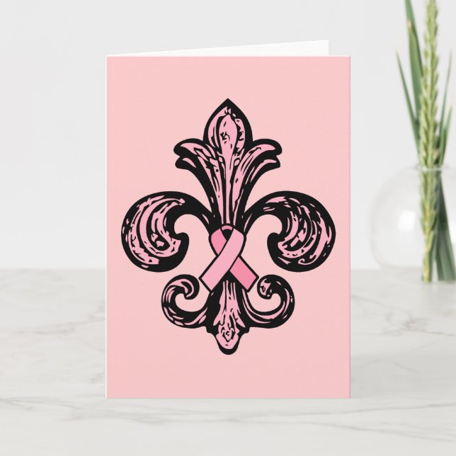 Carte Ruban rose Fleur de lis (Devant)