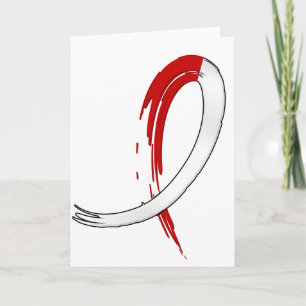 Carte Ruban rouge et blanc du cancer oral A4