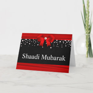 Carte Ruban rouge romantique Shaadi Moubarak