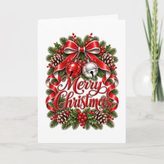 Carte Ruban traditionnel de grelots de Noël Merry Christ