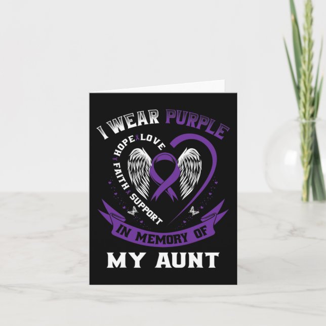 Carte Ruban Violet En Mémoire De Tante Cancer Du Pancréa (Devant)