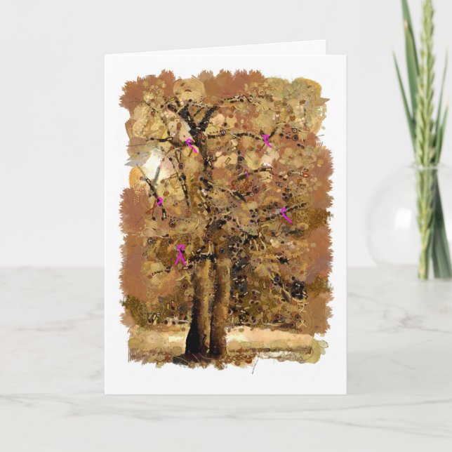 Carte Rubans du cancer du sein sur un arbre (Devant)