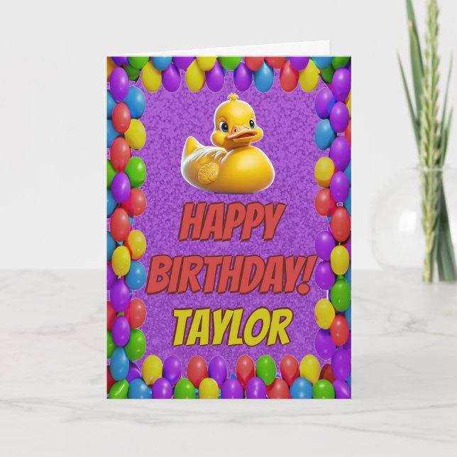 Carte Rubber Duck Salutation personnalisée Fun Anniversa (Devant)