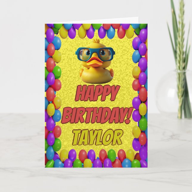 Carte Rubber Duck Salutation personnalisée Fun Anniversa (Devant)