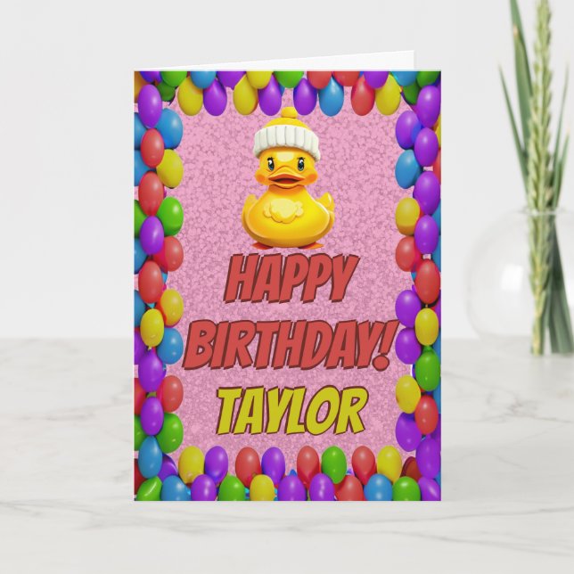 Carte Rubber Duck Salutation personnalisée Fun Anniversa (Devant)