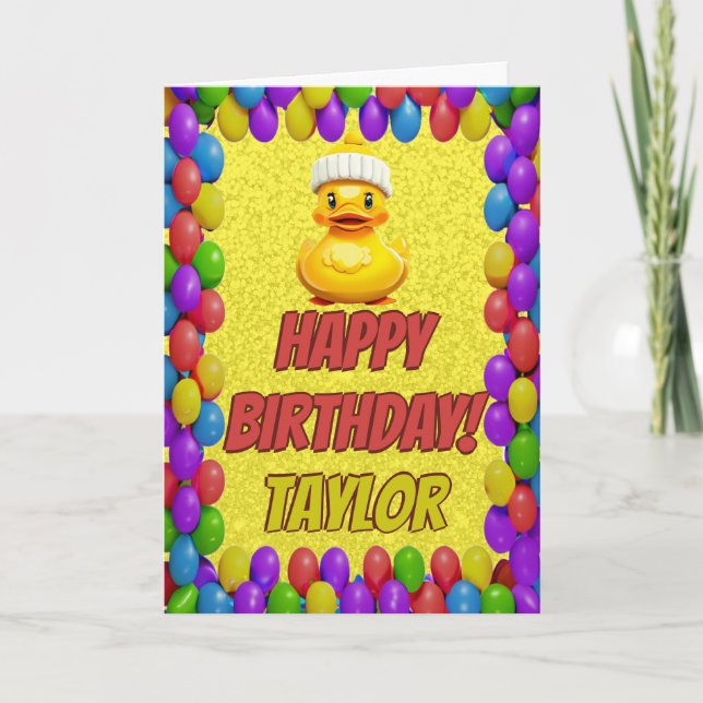 Carte Rubber Duck Salutation personnalisée Fun Anniversa (Devant)