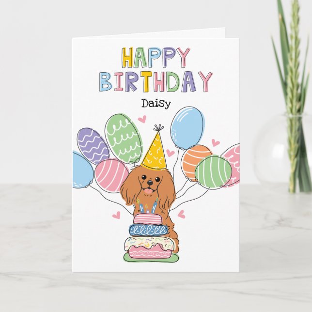 Carte Ruby Cavalier King Charles Spaniel Anniversaire (Devant)
