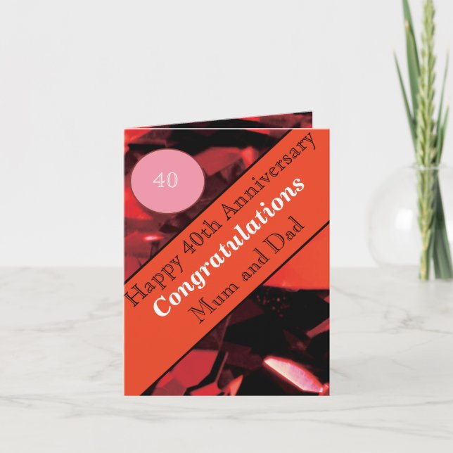 Carte Ruby du 40e anniversaire du Mariage (Devant)