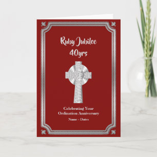 Carte RUBY Jubilee Ordination Anniversaire prêtre 40e