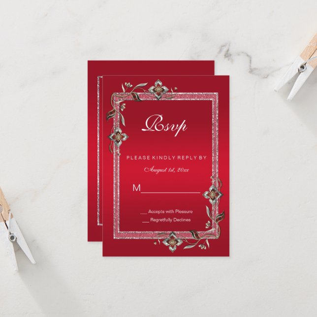 Carte Ruby Red Gems & Parties scintillant Ruby 40E Maria (Devant/Arrière en situation)