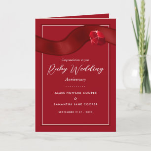 Carte Ruby Ribbon, 40 ans de Mariage