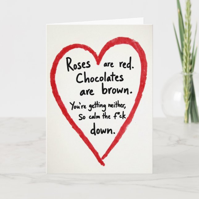 Carte Rude Roses Are Red Calm Down Card (Devant)
