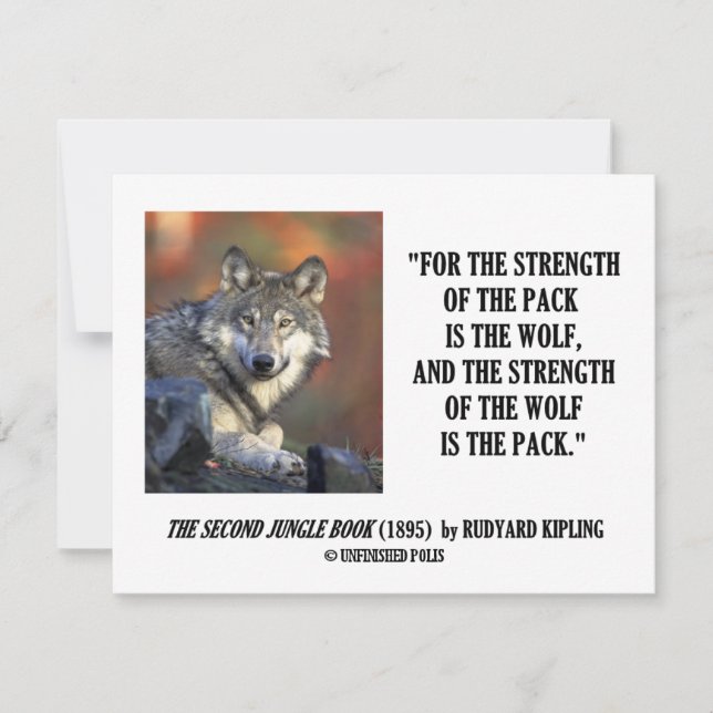 Carte Rudyard Kipling Force De La Citation De Loup Pack (Devant)