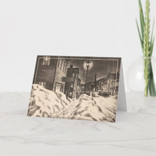 Carte Rue du Village par une Nuit d'Hiver